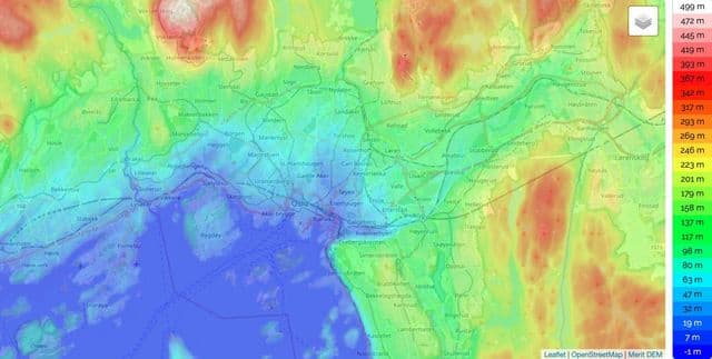 Plan de l'altitude de Oslo