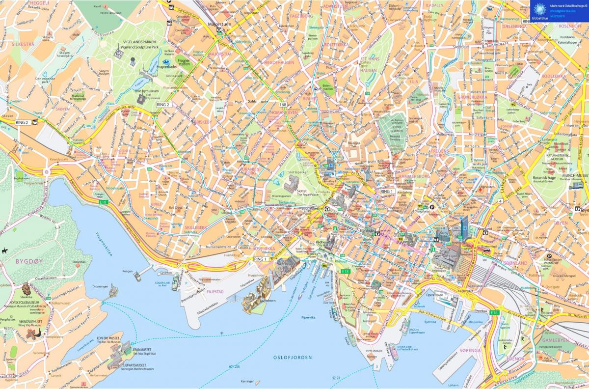 Plan du centre ville de Oslo