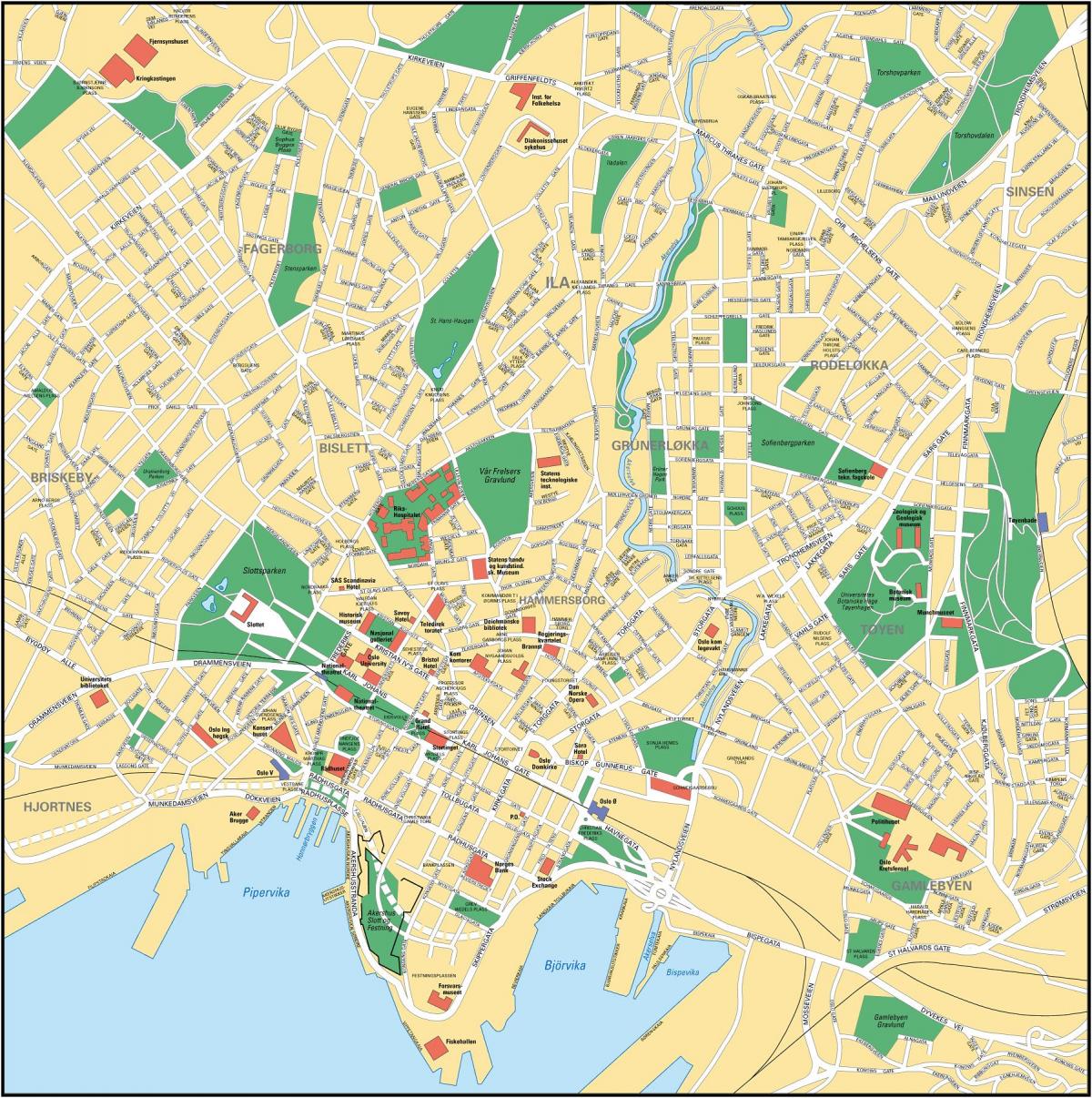 Plan de la ville de Oslo
